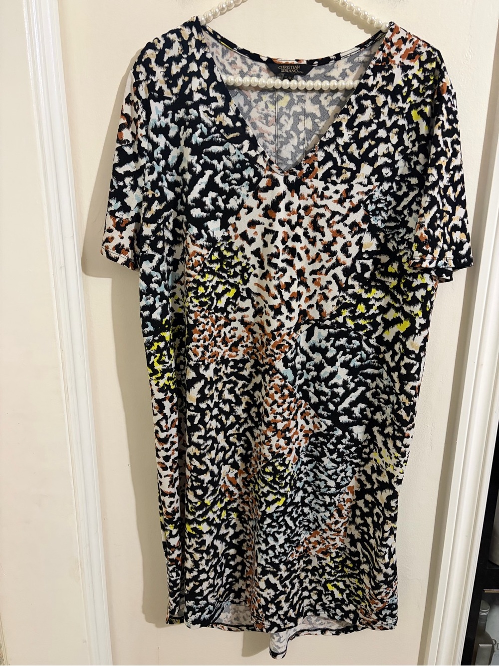Christian Siriano Multi-Color V-Neck Midi Dress